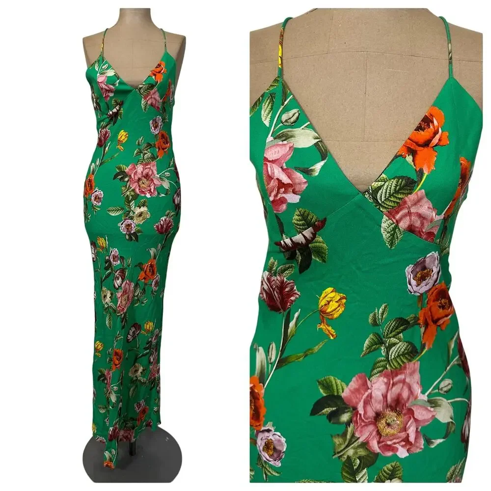 Alice + Olivia Maxi Dress Loma Green Floral - Picture 4 of 7